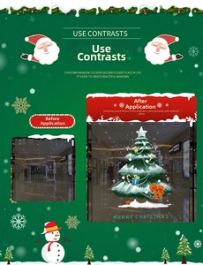 Comparaison détaillée des autocollants sapin de Noël avant et après la pose sur vitre