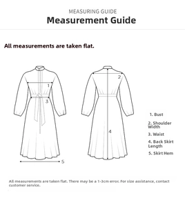 Detailed size guide table with measurements for bust, waist, and length of printed maxi dress