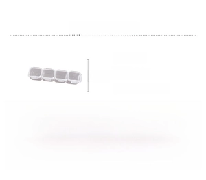 Clear 4-compartment storage case for jewelry or pills with dimensions 10x2.5 cm