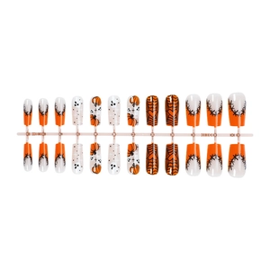 Halloween künstliche Nägel Set mit Kürbis, Spinnennetz und Geist Mustern