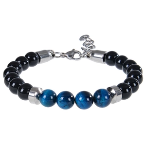 Bracelet En Perles De Pierre Oeil De Tigre Naturel Acier Inoxydable Chaîne Extension Réglable Bijoux Mode Hommes Femmes