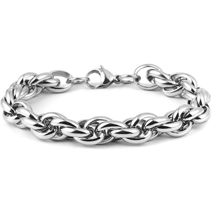 Silver stainless steel Cuban link chain necklace with a lobster clasp for men