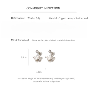 Dimensions et spécifications détaillées pour boucles d'oreilles perles ginkgo