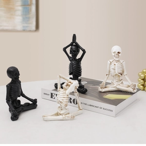 Figurines De Squelette De Yoga Résine Sculpture De Fantôme De Lecture Gothique Halloween Décoration De Bureau Accents
