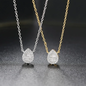 Elegant gold and silver waterdrop necklaces with cubic zirconia pendants for women