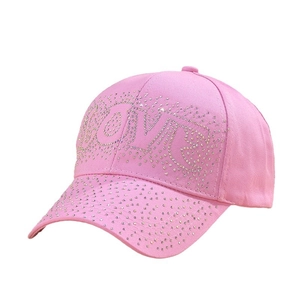 Women Baseball Cap Rhinestone Letter LOVE Breathable Sun Protection Outdoor Summer Fashion Polyester Sparkling Duck Tongue Hat