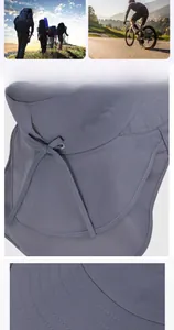 Détail du tissu en nylon respirant et du rabat de protection du cou sur chapeau gris