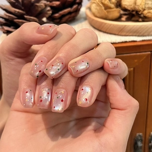 Cat Eye Press On Nails Artificial Pearl Luster Colorful Polka Dots Sweet Fresh Style Artificial Finger Nails Women