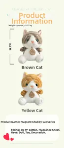 Detailed size specifications for 16cm plush cat dolls with premium PP cotton filling