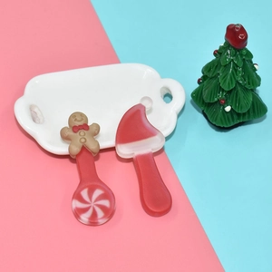 Miniature resin Christmas gingerbread man and Santa hat spoons for DIY craft decoration