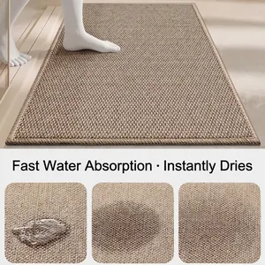 Absorbent non-slip kitchen mat with fast-drying woven texture and thick borders