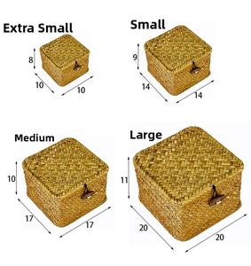 Detailed size specifications for handmade woven gift baskets in various dimensions