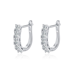 Elegant S925 sterling silver U-shaped hoop earrings with D color moissanite pave setting