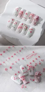 Détails de stickers nail art 3D gaufrés avec roses et inscriptions d'amour