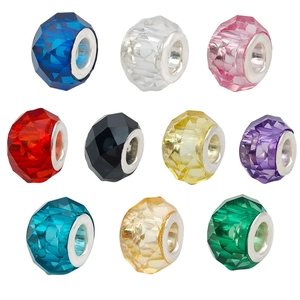 Faceted resin large hole beads in colorful assorted styles for DIY jewelry bracelets