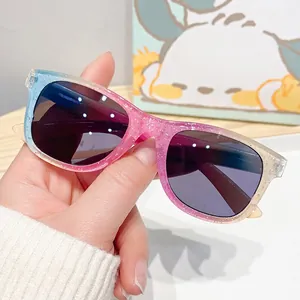 Kids Sunglasses Square Frame Colorful Glitter Sequins UV400 Protection Fashion Eyewear For Toddler Children Outdoor
