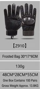 Detail view of Z910 tactical gloves showing hard shell knuckle protection and velcro strap