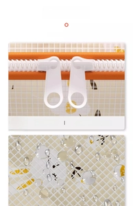 Close-up of dual zippers and waterproof mesh fabric on the lemon pattern storage bag