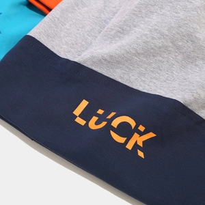 Japanese style slouchy beanie with contrast stitching and luck letter embroidery