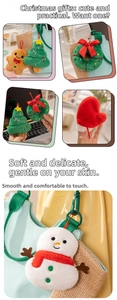 Detailed view of plush Christmas ornaments featuring gingerbread man and snowman charms