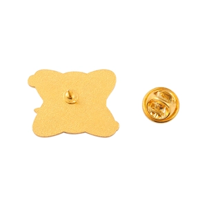 Pink planet enamel pin featuring gold metal backing and a secure butterfly clutch fastener