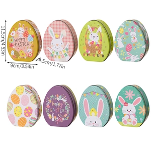 Close-up of Easter tin box dimensions showing 11.5cm height and colorful bunny patterns