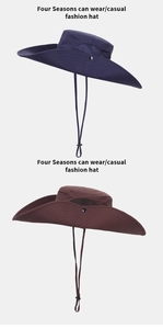 Detail of wide brim sun hats with breathable mesh vents and adjustable chin straps