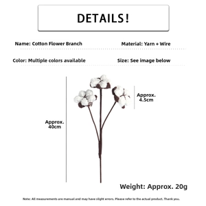 Detailed view of handmade crochet cotton flower branch with soft white yarn and wire stem