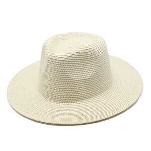 Unisex cream straw Panama hat with spiral weave and wide brim for sun protection