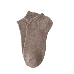 Solid brown cotton ankle socks for women featuring breathable fabric on white background