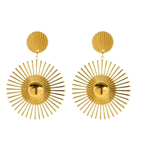 Luxury 18k gold plated sunburst drop earrings with radiant metallic sunbeam design
