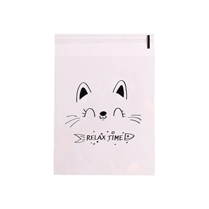 Cute cartoon cat transparent self-adhesive bread bags with Relax Time print for bakery