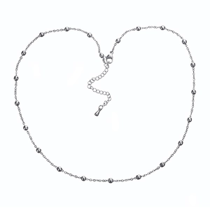 Minimalist silver stainless steel necklace with faceted beads and adjustable clasp