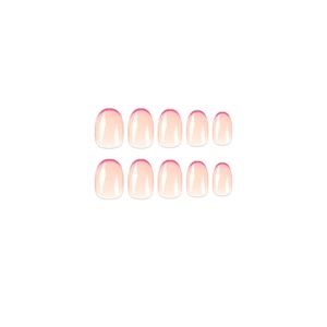 Faux ongles courts ovales roses avec pointes French rose vif, lot de 10