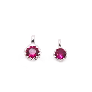 S925 Sterling Silber Mini Runde Zirkonia Anhänger in Rot für DIY Schmuck