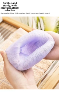 Close-up of purple layered foaming net mesh showing its thick and durable texture