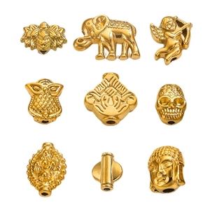 Vintage style gold stainless steel spacer beads in animal and religious shapes for DIY jewelry