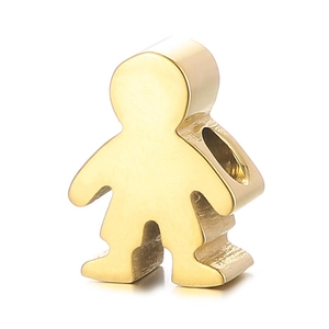 Polished gold stainless steel cartoon boy and girl pendant charm for DIY jewelry making