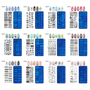 Lot de 12 plaques de stamping pour nail art en acier inoxydable avec motifs de Noël et fleurs