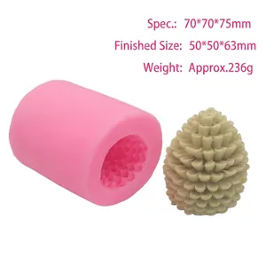 Detail showing silicone pine cone mold dimensions with finished 3D product view