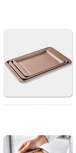 Set di teglie da forno rettangolari antiaderenti in oro rosa con design impilabile salvaspazio