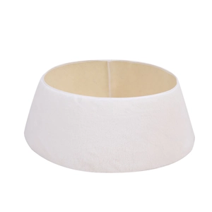White plush long faux fur Christmas tree skirt base decoration for holiday party settings