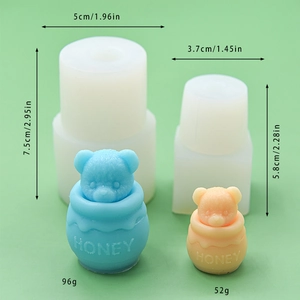 Teddy bear in honey pot silicone mold in two sizes for DIY candles and cake decorating