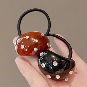 Élastiques à Cheveux en Résine à Strass à la Mode pour Femmes Bandeau Ovale Géométrique Bandes de Cheveux à Haute Élasticité Accessoires de Cheveux de Banlieue Quotidiens
