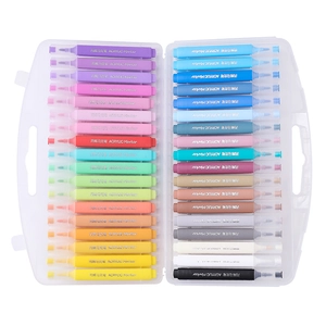 36-color acrylic marker set for kids drawing organized in a transparent carrying case