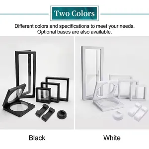 Transparent PE film jewelry suspension display boxes in black and white with bases