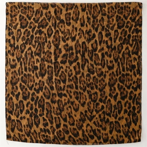 Detailed view of the leopard print pattern on a soft cotton-linen feel scarf wrap
