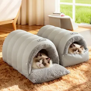 Sacco A Pelo Semicchiuso Per Animali Domestici Letto Per Gatti Design Tunnel In Pile Di Velluto Spesso Per Cani Piccoli