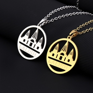 Electroplated Stainless Steel Lalish Temple Round Hollow Pendant Necklace For Men Women Ethnic Religious Style Jewelry