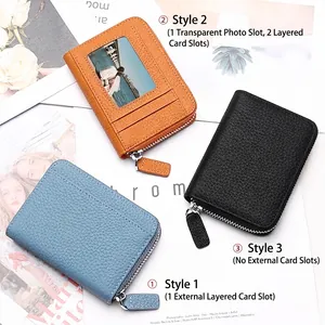 Litchi pattern leather accordion wallets with RFID protection in various colors